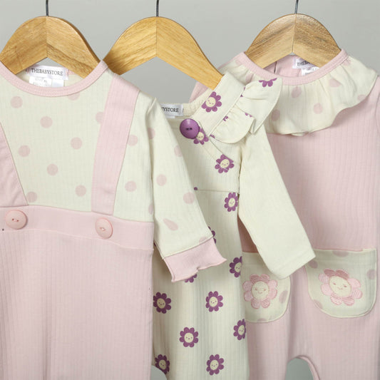 Blossom Bunch Baby Rompers (Pack of 3)