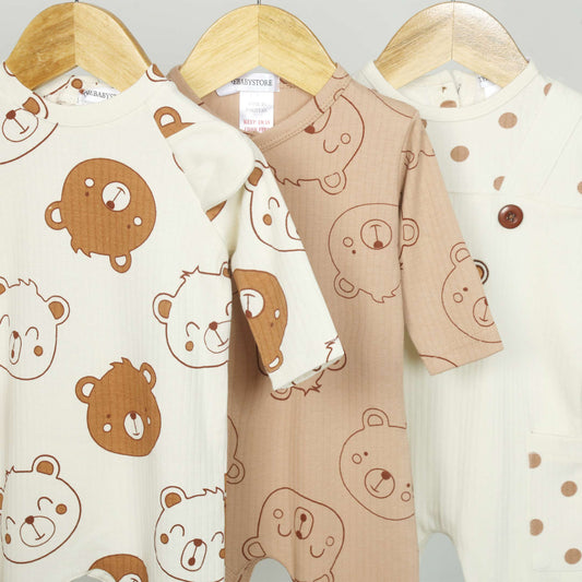 Honey Bear Baby Rompers (Pack of 3)