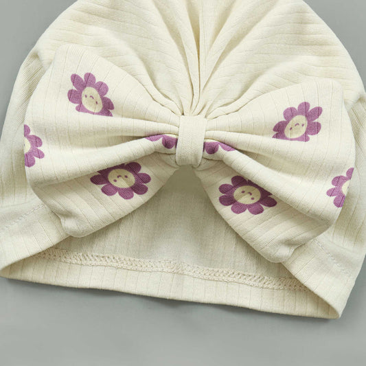 Floral Bow Baby Cap