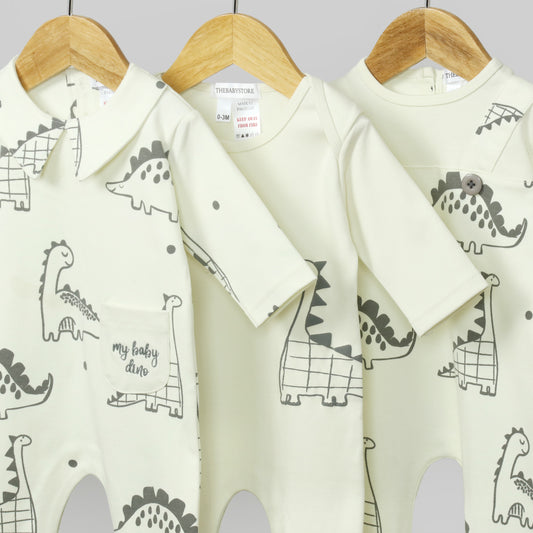 Dino Diaries Baby Rompers (Pack of 3)
