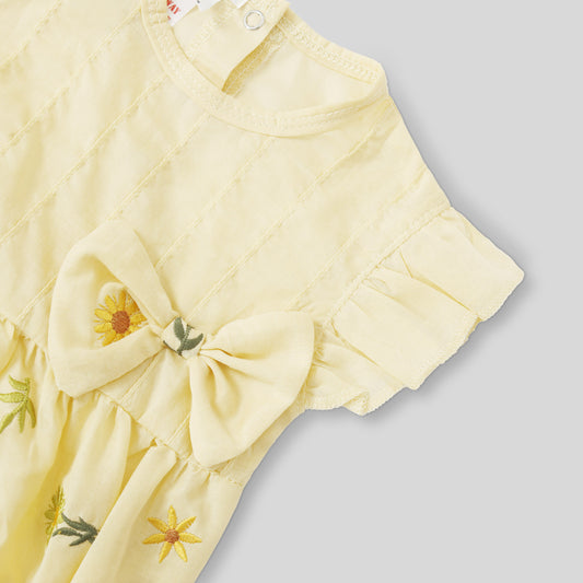 Breezy Bow-Embroidered Lawn Romper