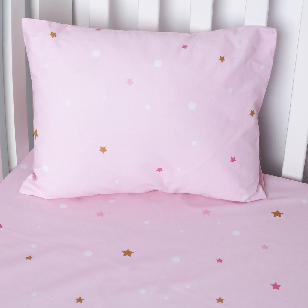 pink little stars baby bedsheet pillow