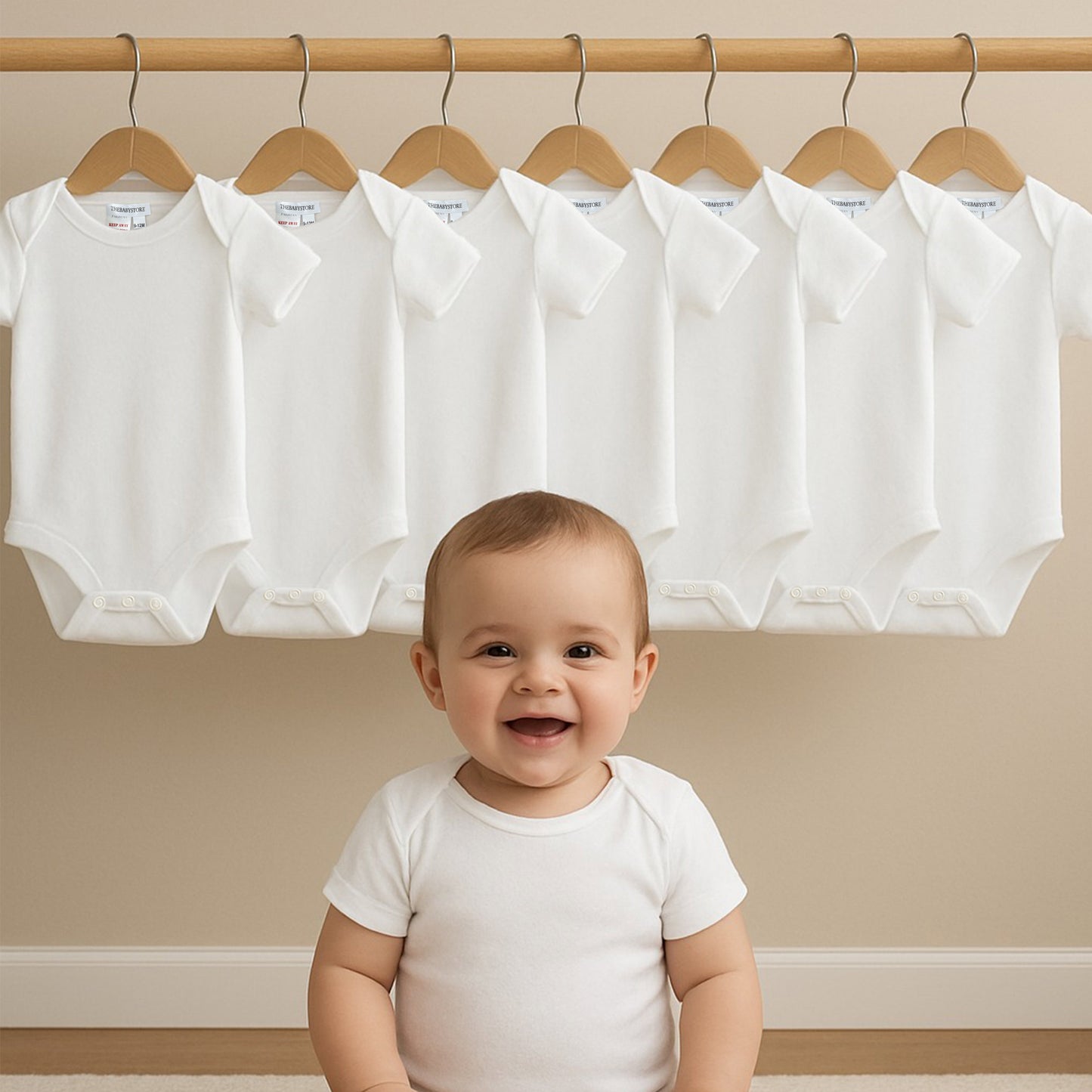 Pack of Eight Bodysuits – White