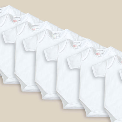 Pack of Eight Bodysuits – White