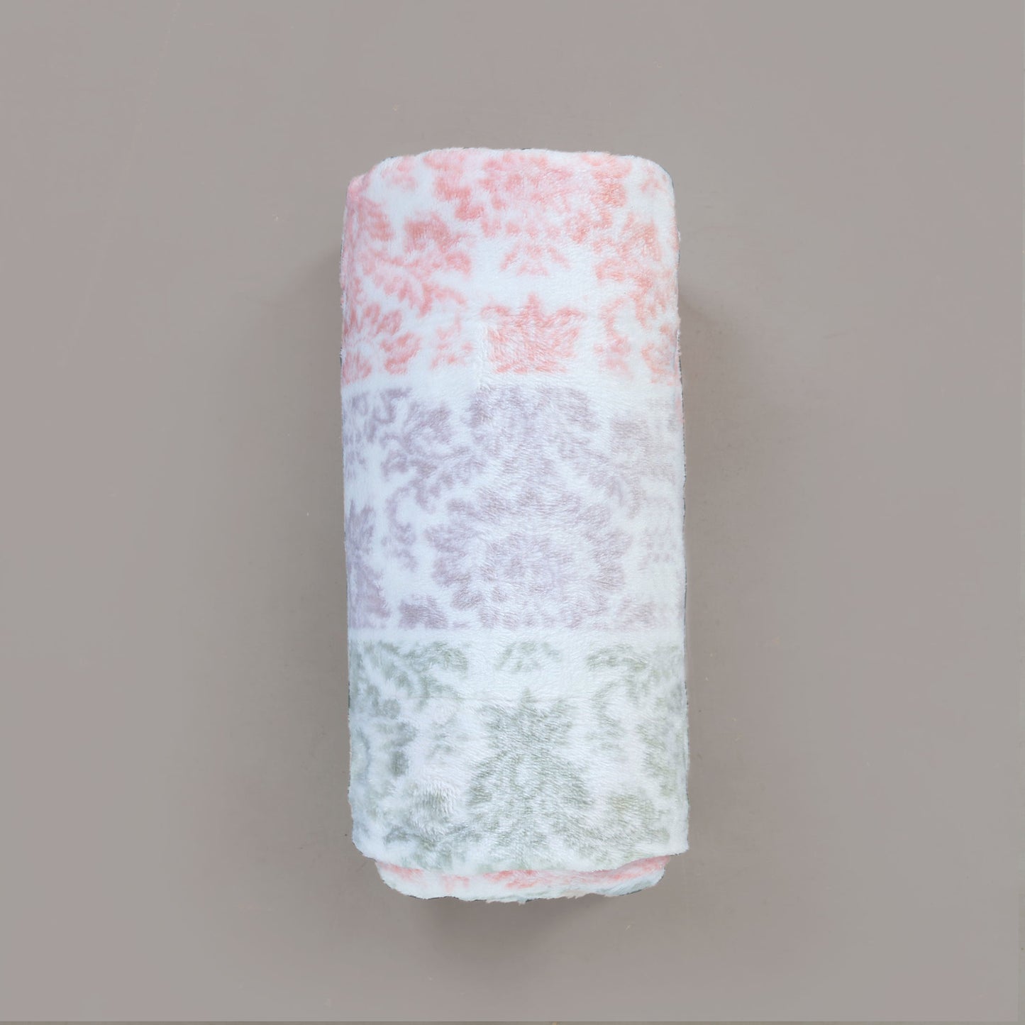 Floral Stripes Pink Lilic Fleece Blanket