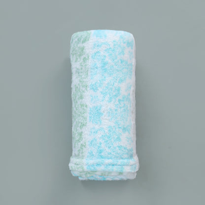 Floral Stripes Blue Green Fleece Blanket