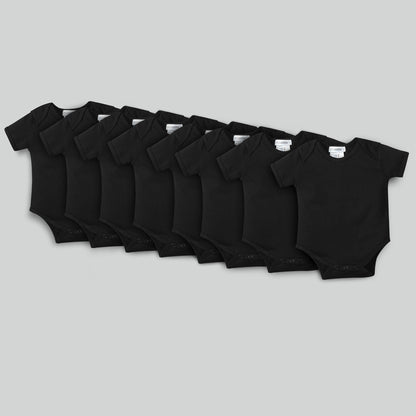 Pack of Eight Bodysuits – Black