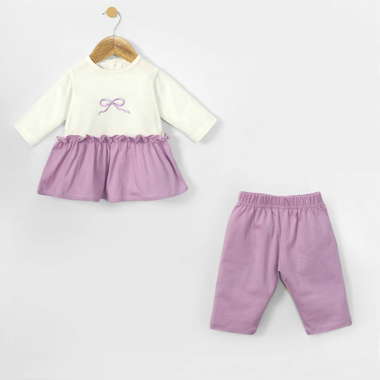 Mauve Mist Bow Frock & Trouser 2pc Set