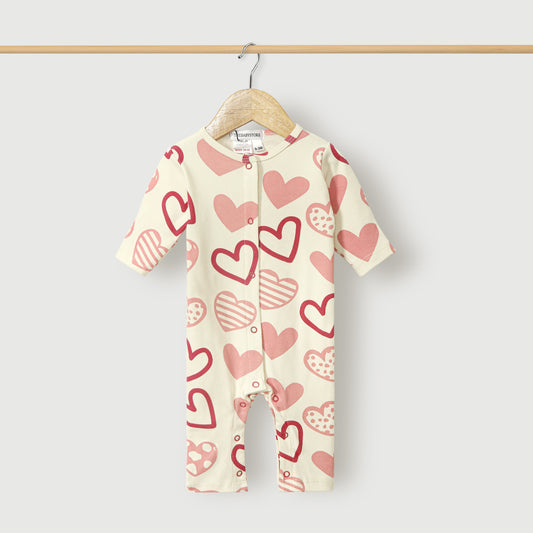 Heart Printed Baby Rompers (Pack of 3)