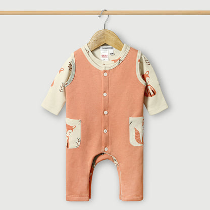 Animals Knitted Fleece Dungaree 2pc Set