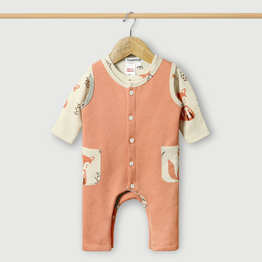 Animals Knitted Fleece Dungaree 2pc Set