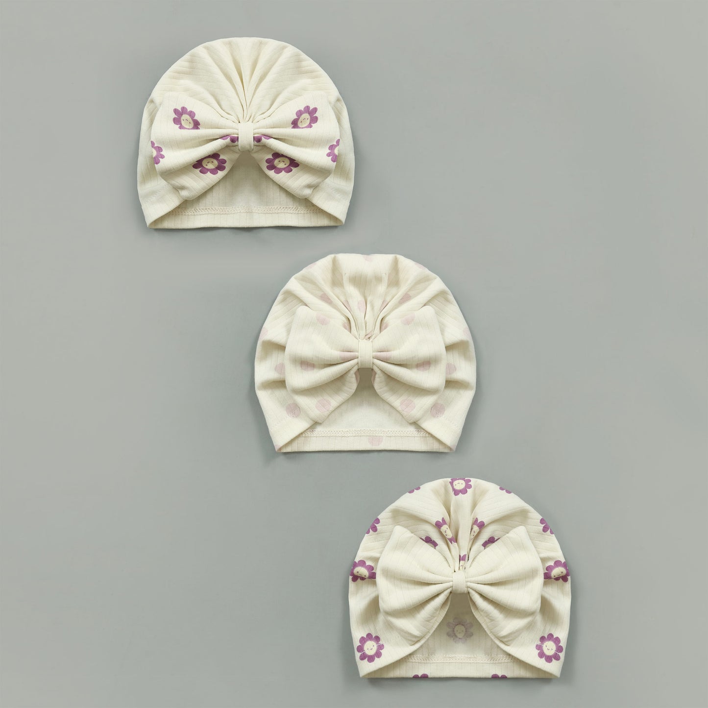 Floral Baby Caps - Pack Of Three