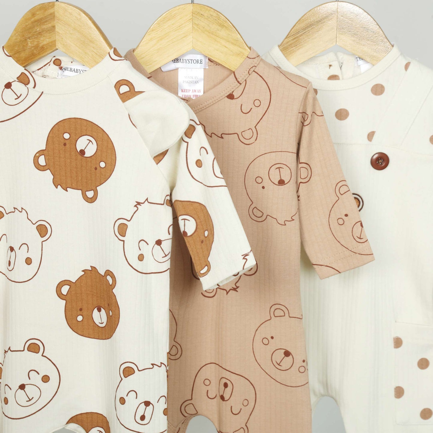 Honey Bear Baby Rompers (Pack of 3)