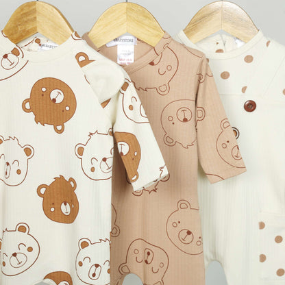 Honey Bear Baby Rompers (Pack of 3)