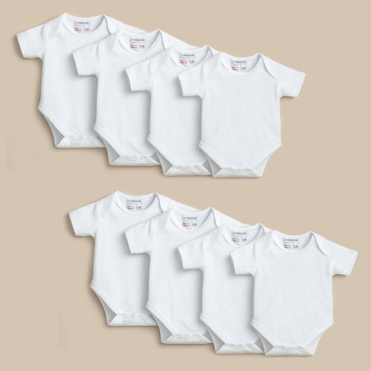 Pack of Eight Bodysuits – White