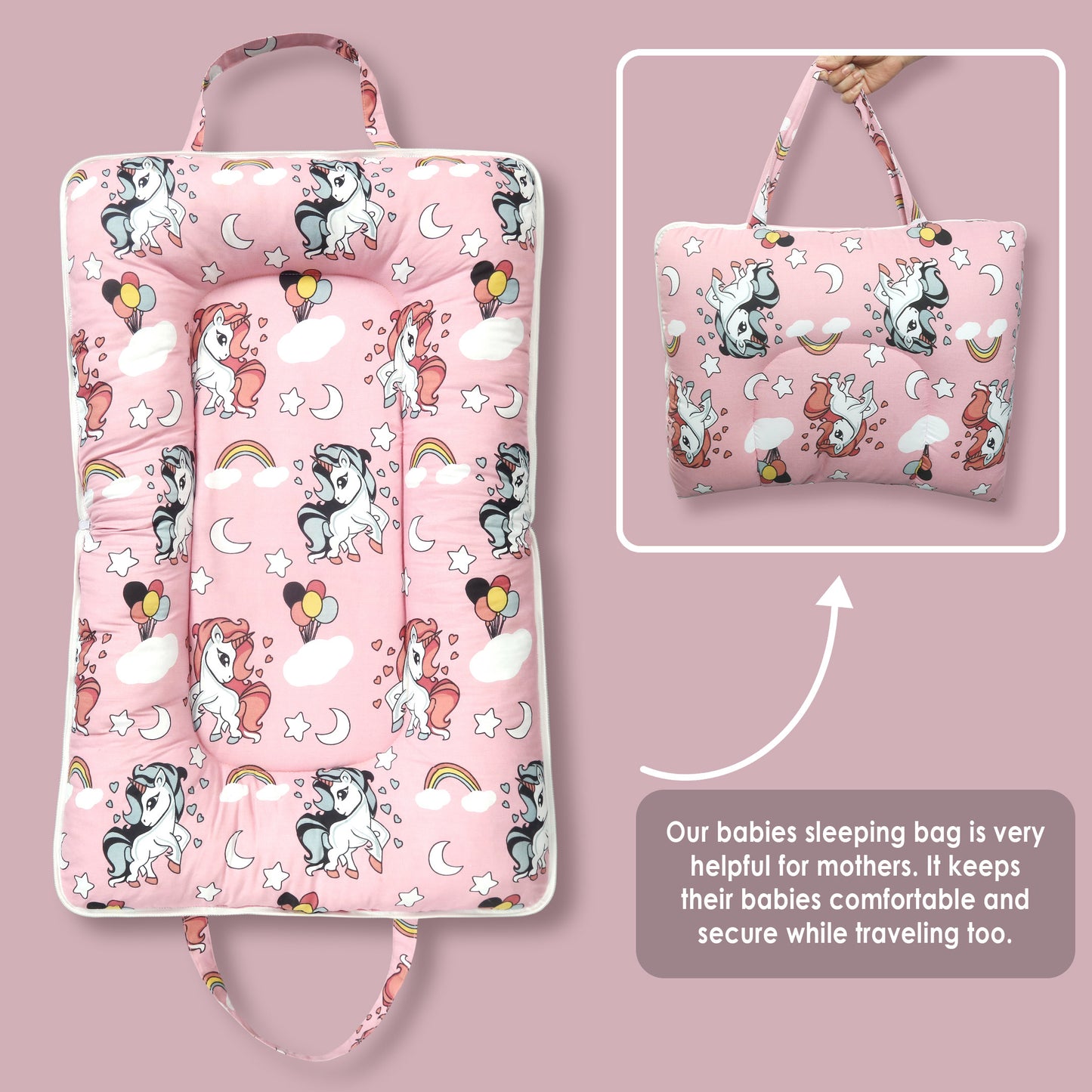 Unicorn Baby Fleece Portable Bed