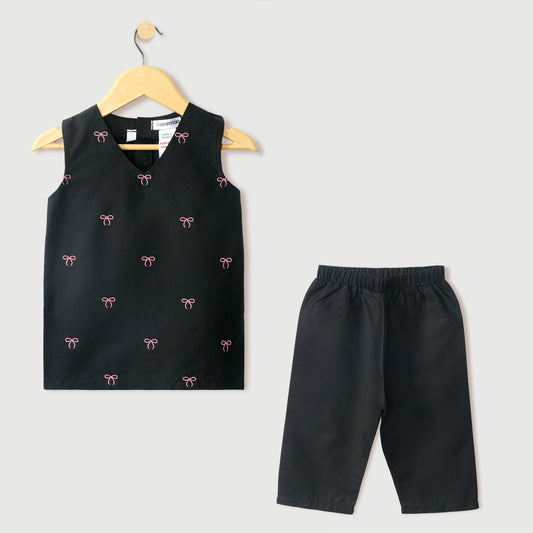 Bow Embroidered Kameez With Trouser