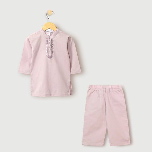 Lilac Embroidered Baby Kurta Set