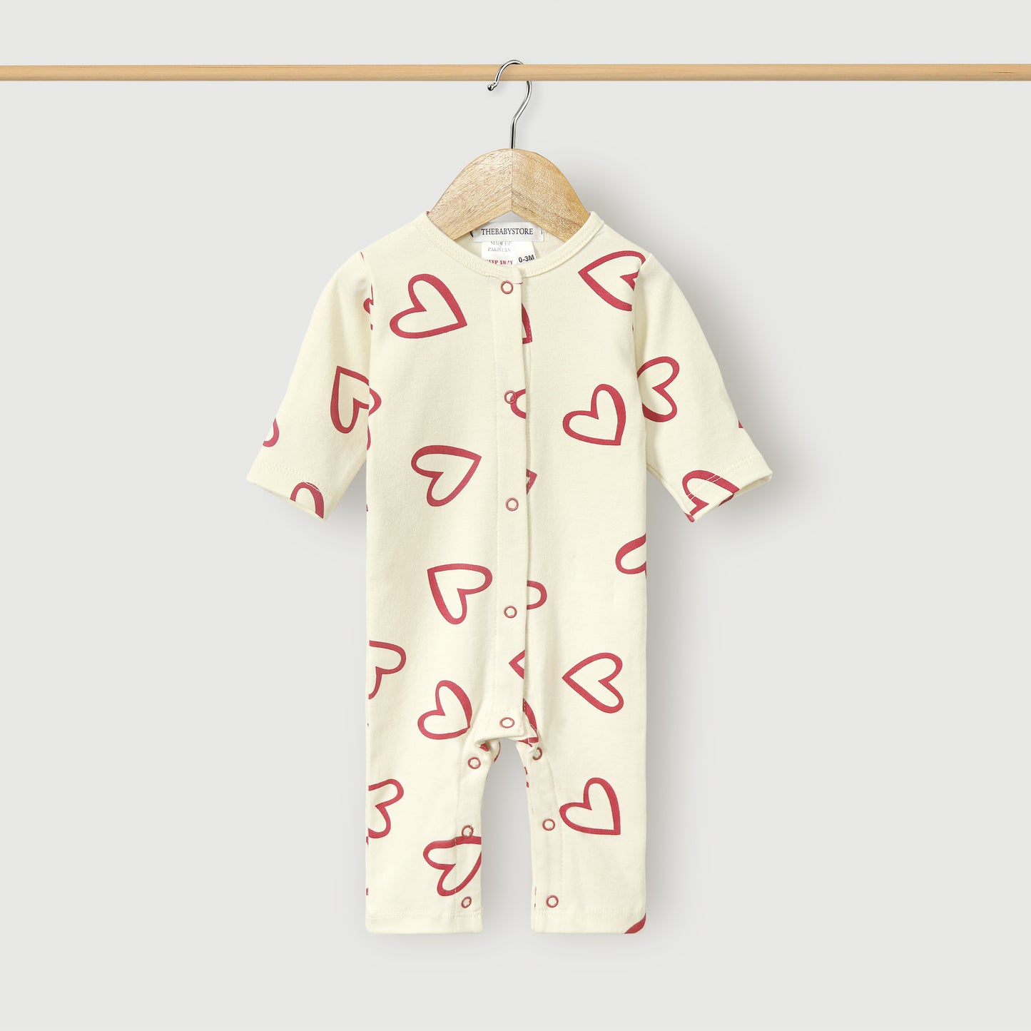 Outline Heart Printed Baby Romper