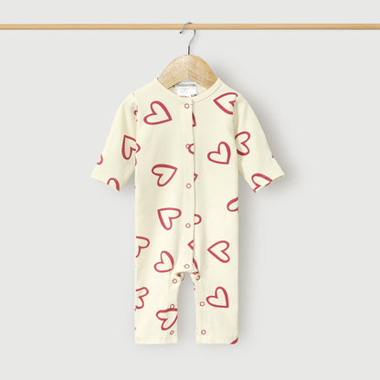 Outline Heart Printed Baby Romper