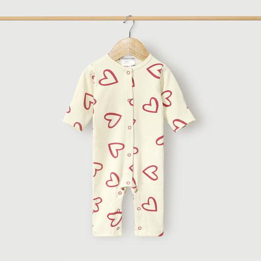Outline Heart Printed Baby Romper