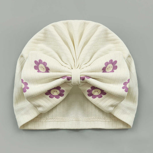 Floral Bow Baby Cap