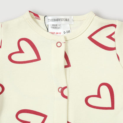 Outline Heart Printed Baby Romper