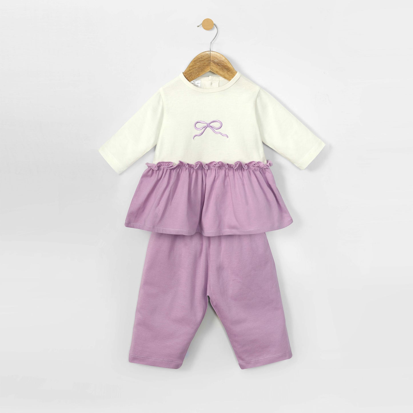 Mauve Mist Bow Frock & Trouser 2pc Set