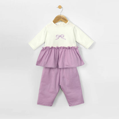 Mauve Mist Bow Frock & Trouser 2pc Set