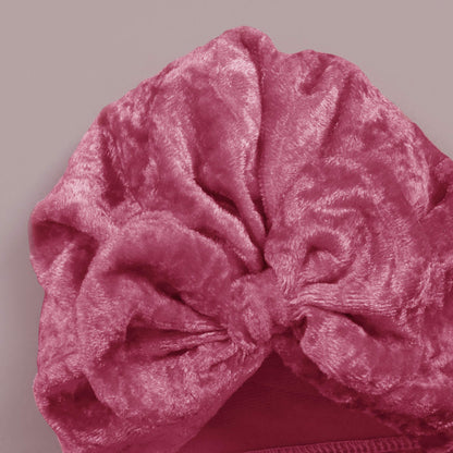 Bow Cuddle Velvet Turban Caps