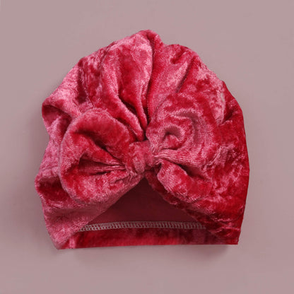 Bow Cuddle Velvet Turban Caps