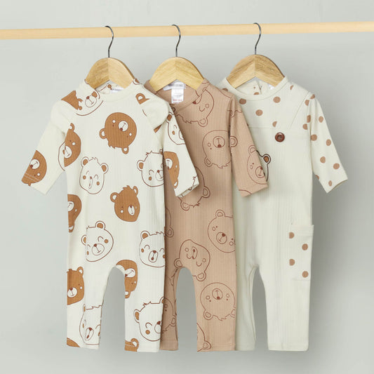 Honey Bear Baby Rompers (Pack of 3)