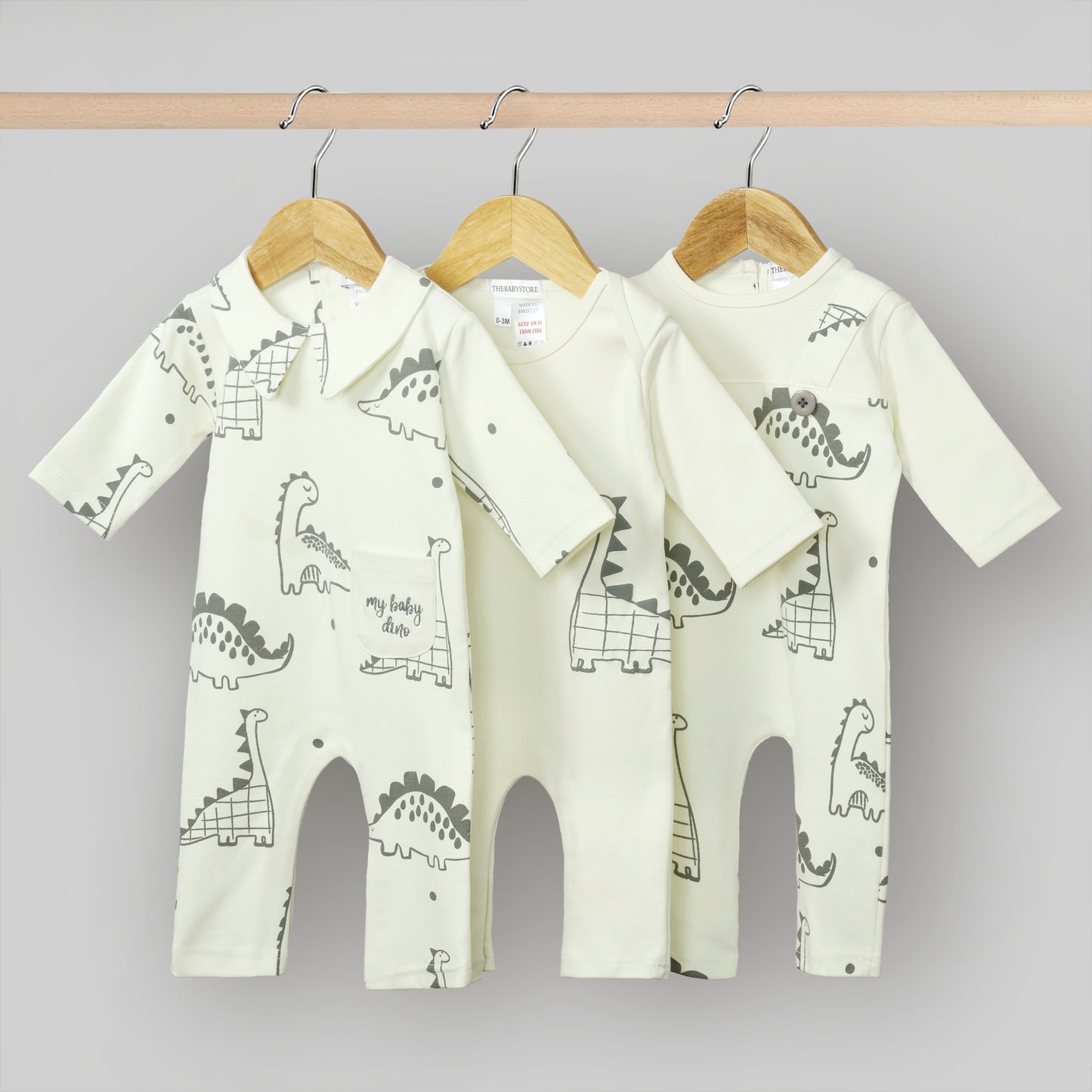 Dino Diaries Baby Rompers  (Pack of 3)
