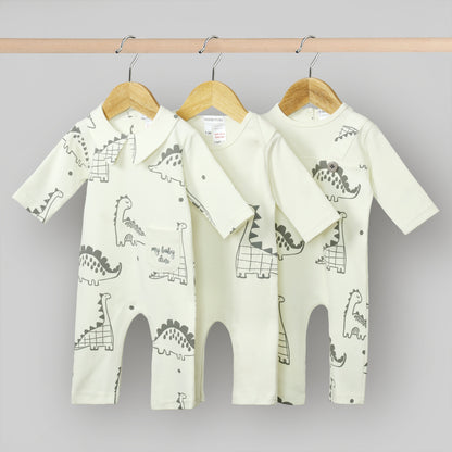 Dino Diaries Baby Rompers  (Pack of 3)