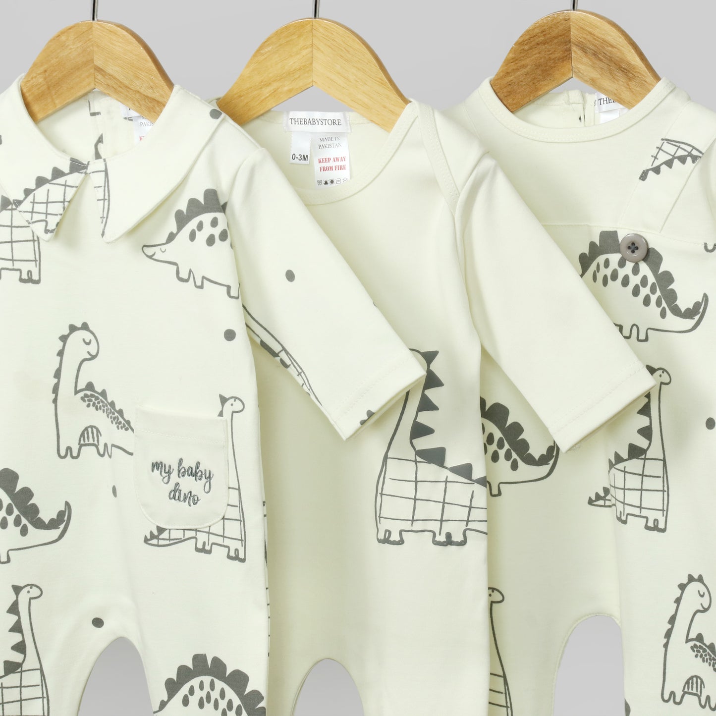Dino Diaries Baby Rompers  (Pack of 3)