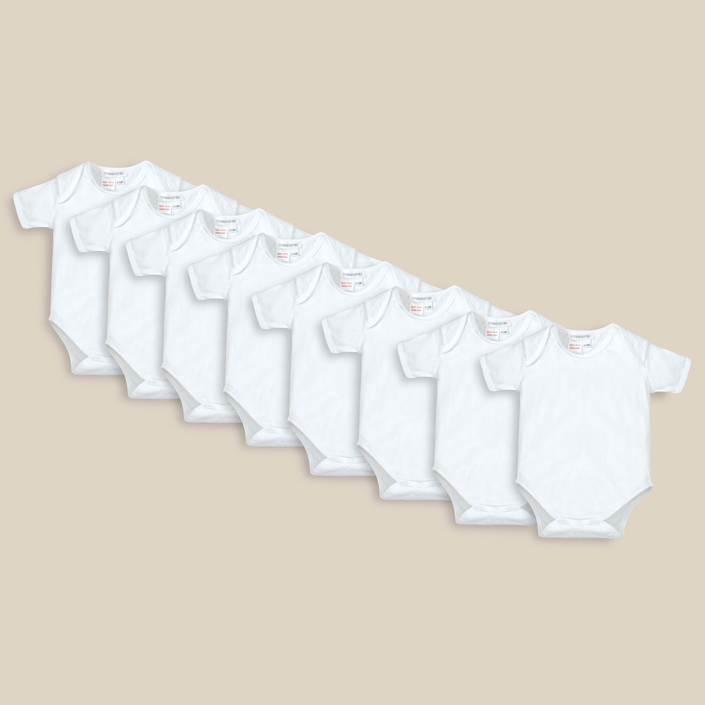 Pack of Eight Bodysuits – White