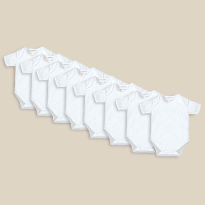 Pack of Eight Bodysuits – White