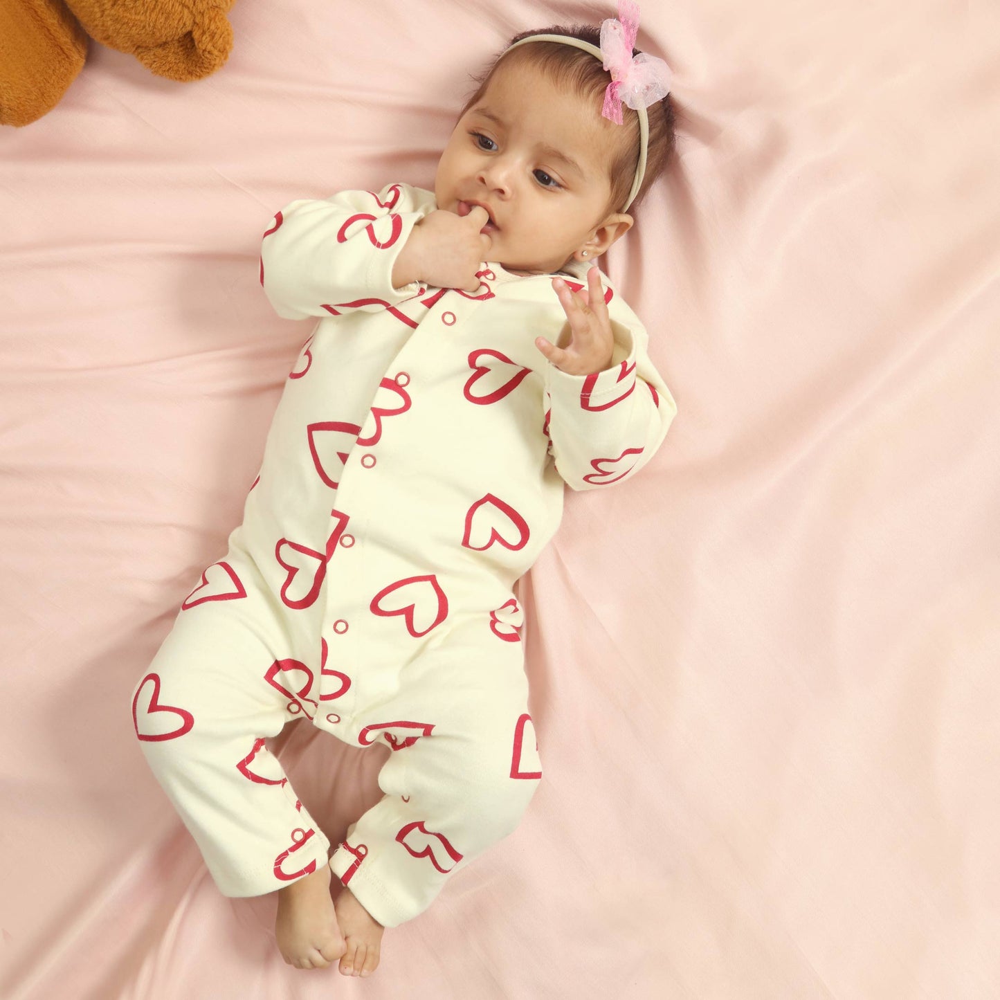 Heart Printed Baby Rompers (Pack of 3)
