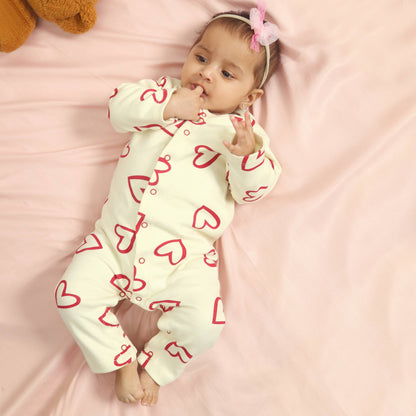Heart Printed Baby Rompers (Pack of 3)
