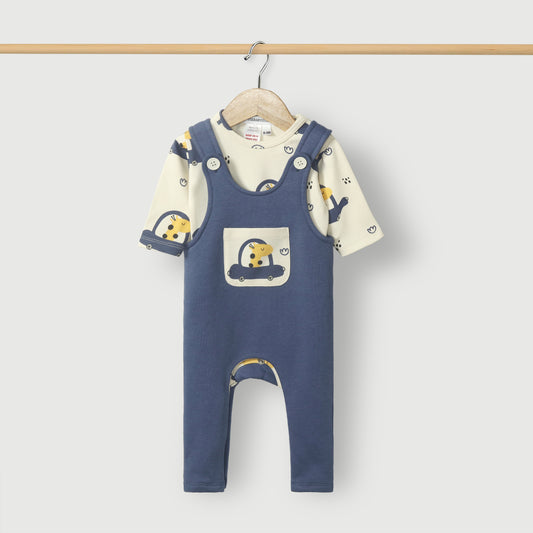 Cars Knitted Fleece Dungaree 2pc Set