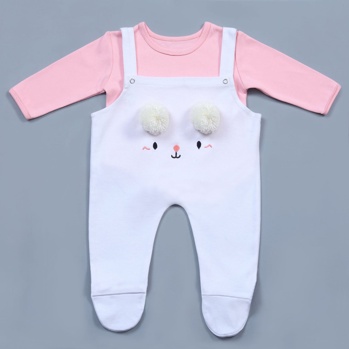 Baby White Cat Face Knitted Romper