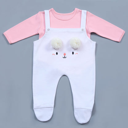 Baby White Cat Face Knitted Romper