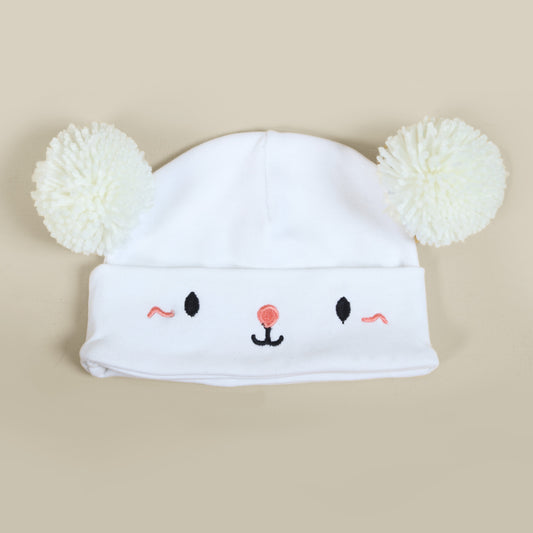 Baby White Cat Face Knitted Cap