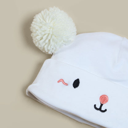 Baby White Cat Face Knitted Cap