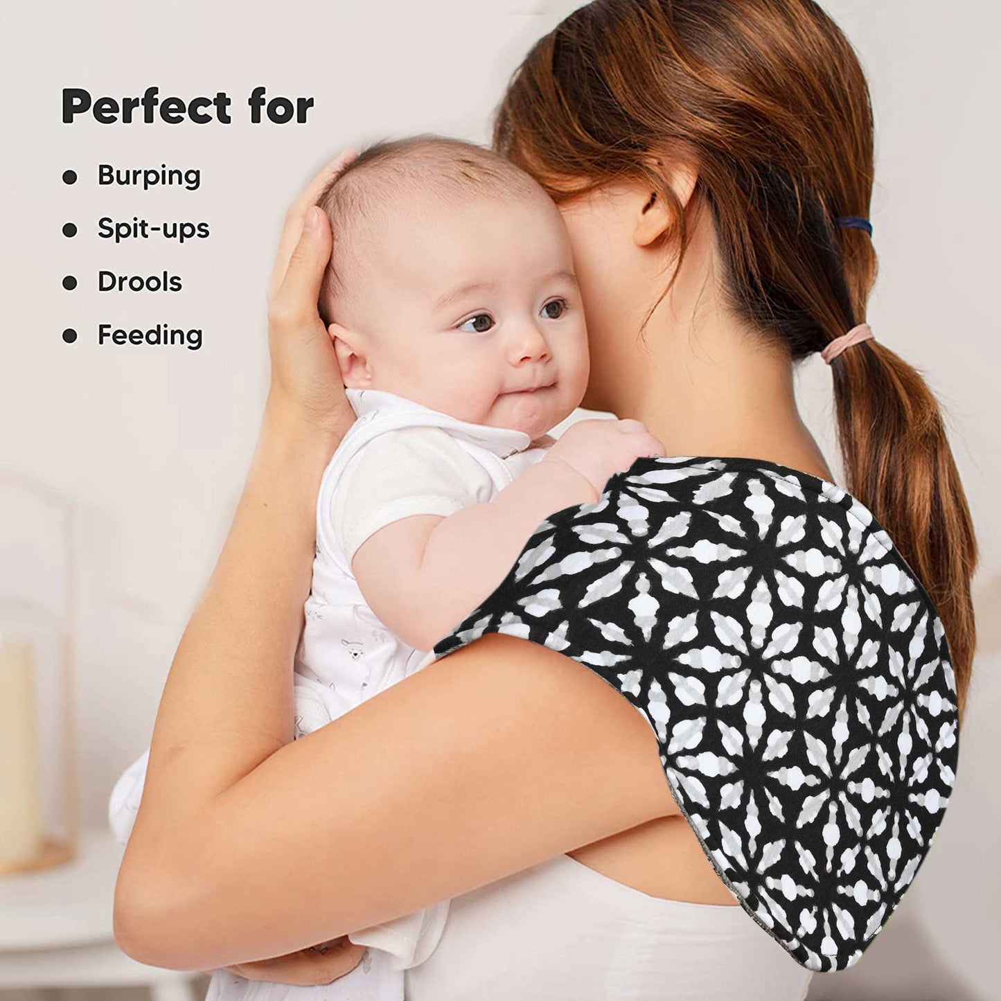 Black Marbles Texture Baby Burp Cloth