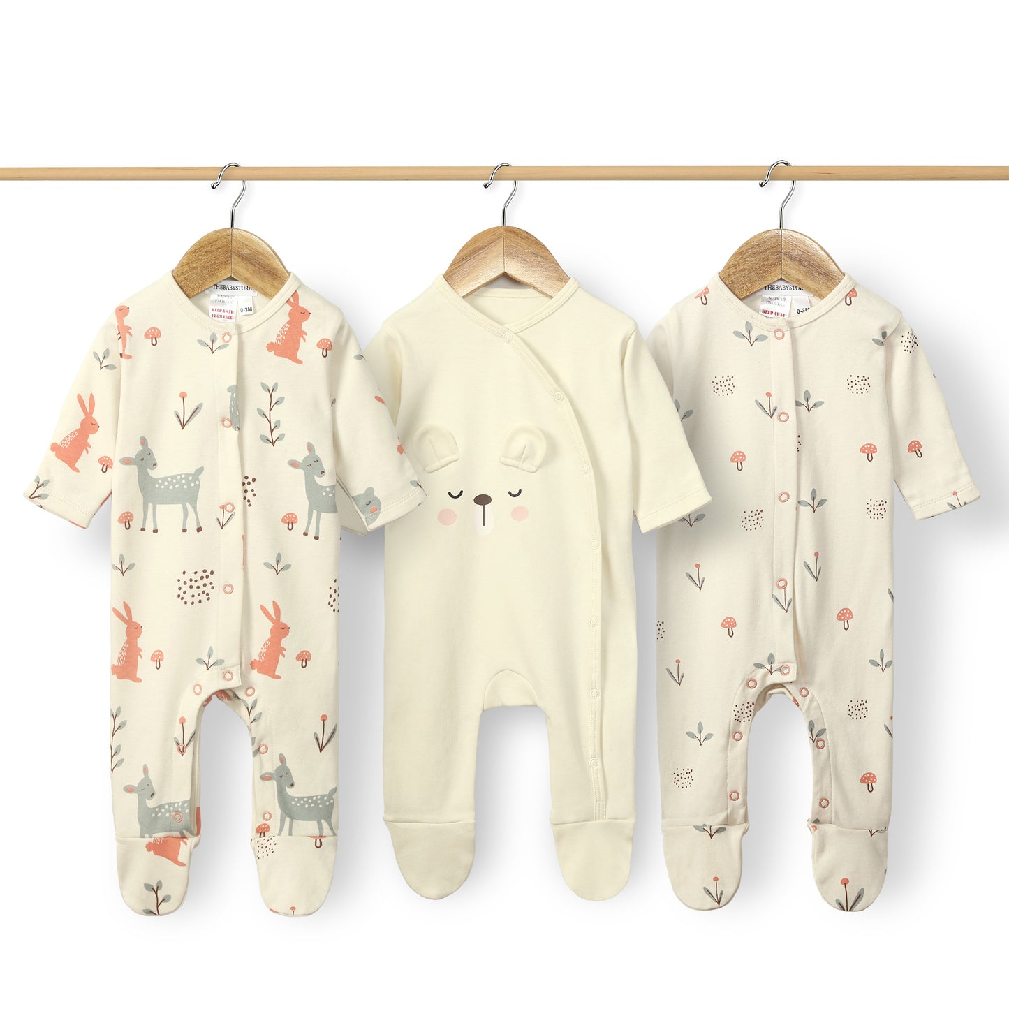 Animal Printed Baby Rompers (Pack of 3)