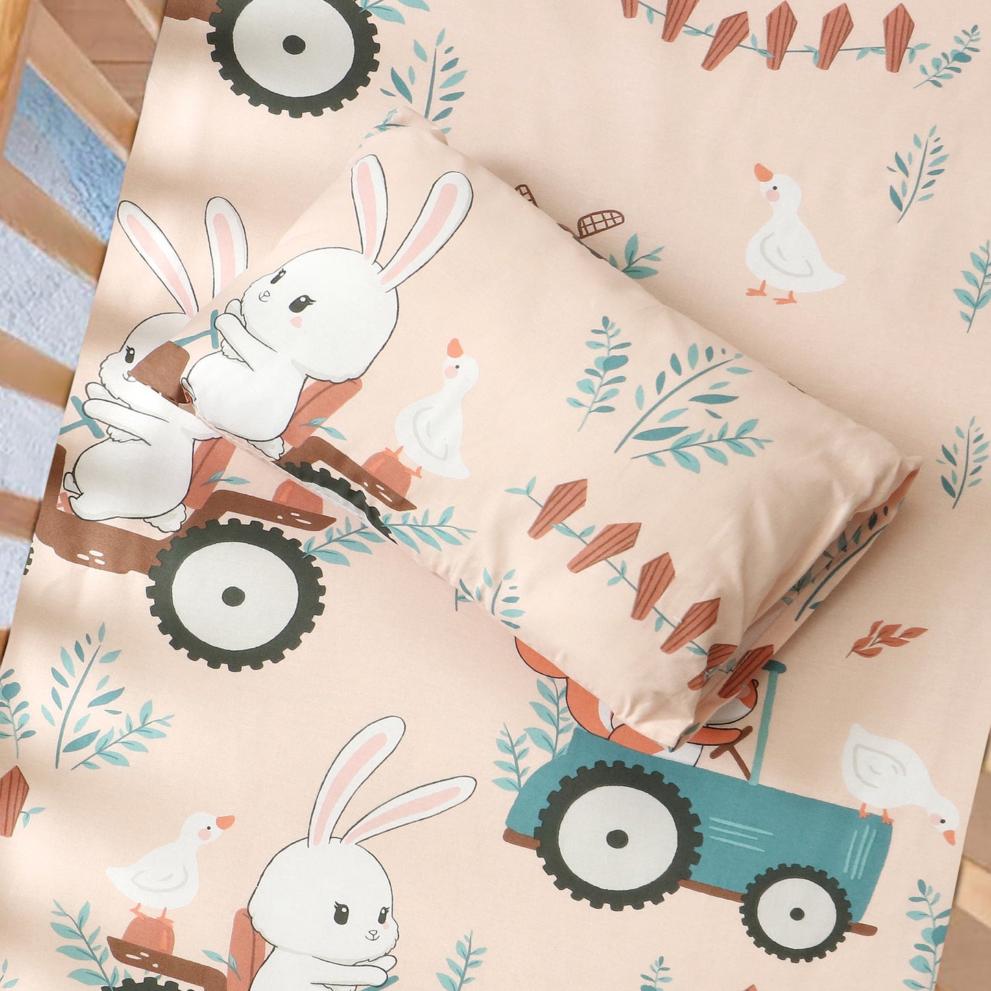Bunny Tractor Baby Crib Bedding Set