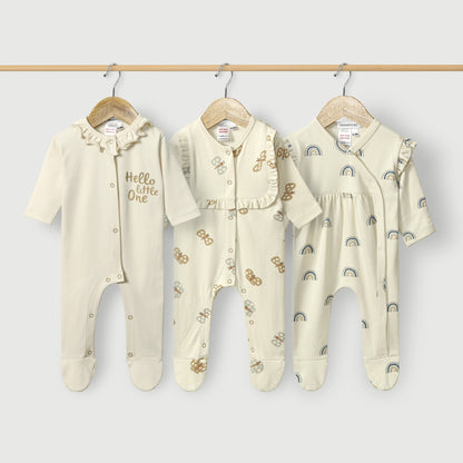 Butterfly Printed Baby Rompers (Pack of 3)