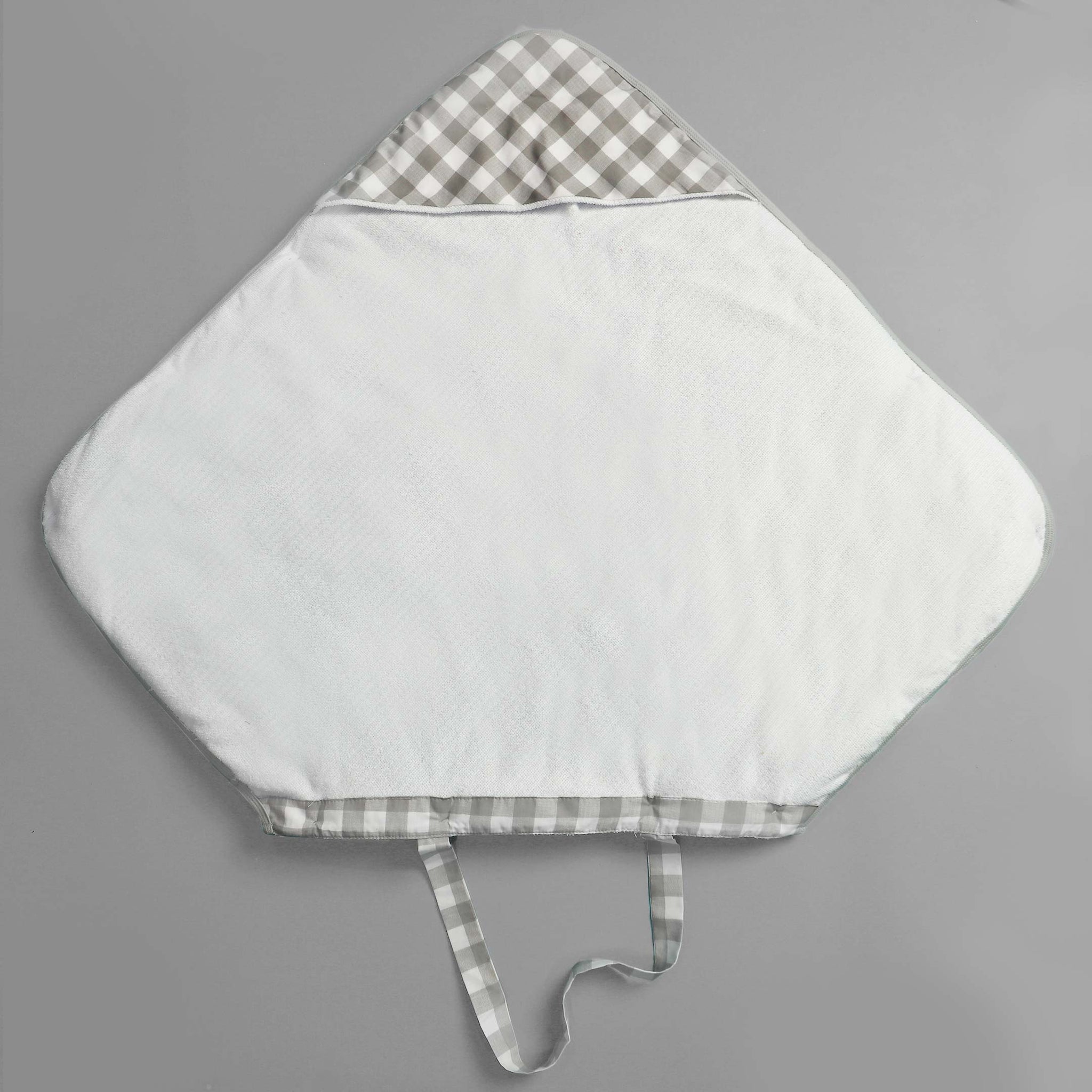 Grey Check Baby Towel With Neck Strap The Baby Store