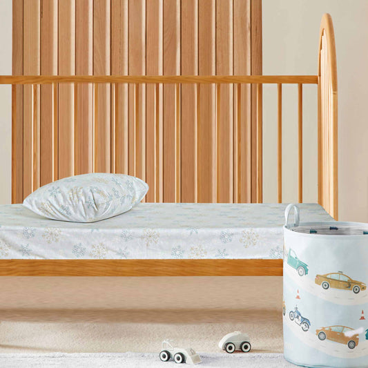 Grey Snowflakes Bedsheet & Pillow